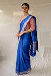 Buy_Priyanka Raajiv_Blue Silk Zari Kalamayi Banarasi Saree With Running Blouse 