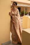 Buy_Priyanka Raajiv_Blush Silk Zari, Embroidery Chandramandala Saree With Running Blouse _at_Aza_Fashions
