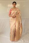 Shop_Priyanka Raajiv_Blush Silk Zari, Embroidery Chandramandala Saree With Running Blouse _Online_at_Aza_Fashions