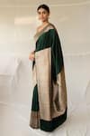 Priyanka Raajiv_Green Silk, Brocade Zari, Embroidery Gangaur Saree With Running Blouse _Online