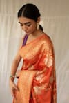 Priyanka Raajiv_Orange Brocade, Silk Zari, Tassels Swaroopini Woven Saree With Running Blouse _Online_at_Aza_Fashions