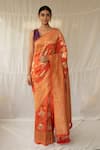Buy_Priyanka Raajiv_Orange Brocade, Silk Zari, Tassels Swaroopini Woven Saree With Running Blouse _at_Aza_Fashions