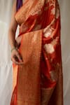 Priyanka Raajiv_Orange Brocade, Silk Zari, Tassels Swaroopini Woven Saree With Running Blouse _at_Aza_Fashions