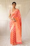 Buy_Priyanka Raajiv_Pink Silk Zari Parakasha Woven Saree With Running Blouse _at_Aza_Fashions