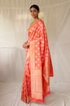 Priyanka Raajiv_Pink Silk Zari Parakasha Woven Saree With Running Blouse _Online_at_Aza_Fashions