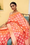 Priyanka Raajiv_Pink Silk Zari Parakasha Woven Saree With Running Blouse _at_Aza_Fashions