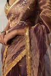 Priyanka Raajiv_Purple Chanderi, Silk Gota Patti Teej Saree With Running Blouse _Online_at_Aza_Fashions