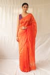 Buy_Priyanka Raajiv_Orange Chanderi Silk Zari Triya Saree With Running Blouse _at_Aza_Fashions