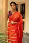 Priyanka Raajiv_Orange Chanderi Silk Zari Triya Saree With Running Blouse _Online_at_Aza_Fashions