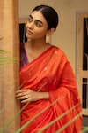 Buy_Priyanka Raajiv_Orange Chanderi Silk Zari Triya Saree With Running Blouse _Online_at_Aza_Fashions
