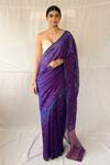 Buy_Priyanka Raajiv_Purple Chanderi Silk Zari Triya Woven Saree With Running Blouse _at_Aza_Fashions
