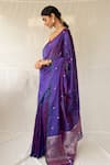 Priyanka Raajiv_Purple Chanderi Silk Zari Triya Woven Saree With Running Blouse _Online_at_Aza_Fashions
