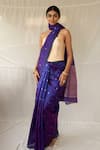 Buy_Priyanka Raajiv_Purple Chanderi Silk Zari Triya Woven Saree With Running Blouse _Online_at_Aza_Fashions