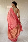 Shop_Priyanka Raajiv_Coral Chanderi Silk Zari Tejovati Saree With Running Blouse _at_Aza_Fashions