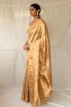 Priyanka Raajiv_Gold Chanderi Silk Zari Tula Zig Zag Pattern Saree With Running Blouse _Online_at_Aza_Fashions