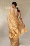 Shop_Priyanka Raajiv_Gold Chanderi Silk Zari Tula Zig Zag Pattern Saree With Running Blouse _at_Aza_Fashions