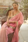 Buy_Priyanka Raajiv_Pink Silk, Brocade, Georgette Vatsala Saree With Running Blouse Piece _Online_at_Aza_Fashions