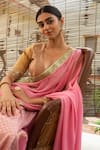 Priyanka Raajiv_Pink Silk, Brocade, Georgette Vatsala Saree With Running Blouse Piece _at_Aza_Fashions