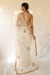 Shop_Priyanka Raajiv_Ivory Silk Organza, Brocade Zari, Hansika Floral Butti Saree With Running Blouse _at_Aza_Fashions