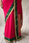 Shop_Priyanka Raajiv_Pink Silk, Georgette Zari, Lace, Embroidery Prakhaya Saree With Running Blouse _Online_at_Aza_Fashions