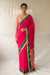 Priyanka Raajiv_Pink Silk, Georgette Zari, Lace, Embroidery Prakhaya Saree With Running Blouse _at_Aza_Fashions