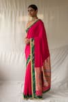Buy_Priyanka Raajiv_Pink Silk, Georgette Zari, Lace, Embroidery Prakhaya Saree With Running Blouse 