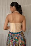 Shop_Priyanka Raajiv_Ivory Brocade, Silk Tassels Sweetheart Neck Naqsh Woven Corset _at_Aza_Fashions