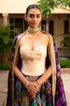 Buy_Priyanka Raajiv_Ivory Brocade, Silk Tassels Sweetheart Neck Naqsh Woven Corset _at_Aza_Fashions