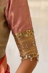 Priyanka Raajiv_Pink Brocade, Silk Zari, Embroidery, Sequins, Saaz Upcycled Patchwork Blouse _Online_at_Aza_Fashions