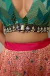 Priyanka Raajiv_Green Silk, Brocade, Satin, Cotton, Chiffon, Sugata Upcycled Patchwork Blouse _at_Aza_Fashions