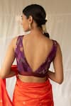 Shop_Priyanka Raajiv_Purple Silk, Brocade, Satin, Tissue Tassels, Sugata Upcycled Sleeveless Blouse _at_Aza_Fashions