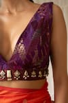 Buy_Priyanka Raajiv_Purple Silk, Brocade, Satin, Tissue Tassels, Sugata Upcycled Sleeveless Blouse _Online_at_Aza_Fashions