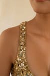 Buy_Priyanka Raajiv_Gold Tissue, Silk Sequins, Crystals, Stones, Zari Halter Neck Tejasi Blouse _Online_at_Aza_Fashions