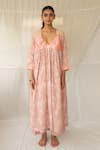 Buy_Priyanka Raajiv_Pink Handloom , Angika Floral Hand Block Print Kurta With Pant _at_Aza_Fashions