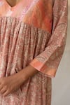 Priyanka Raajiv_Pink Handloom , Angika Floral Hand Block Print Kurta With Pant _at_Aza_Fashions