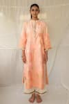 Buy_Priyanka Raajiv_Peach Silk, Brocade, Tissue, Satin, Cotton Chayana Upcycled Kurta With Pant 