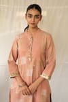 Shop_Priyanka Raajiv_Pink Silk, Brocade, Tissue Patchwork, Embroidery, Sansruti Upcycled Kurta Set _Online_at_Aza_Fashions