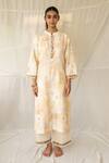 Buy_Priyanka Raajiv_Ivory Silk, Brocade, Satin, Tissue, Cotton Sattva Upcycled Kurta With Pant _at_Aza_Fashions