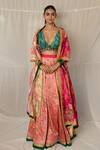 Priyanka Raajiv_Pink Silk, Brocade, Satin, Cotton Embroidery, Gota Antrang Upcycled Dupatta _Online_at_Aza_Fashions