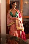 Buy_Priyanka Raajiv_Pink Silk, Brocade, Satin, Cotton Embroidery, Gota Antrang Upcycled Dupatta _Online_at_Aza_Fashions