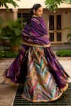 Shop_Priyanka Raajiv_Purple Silk, Brocade, Satin, Cotton, Net, Tissue Chitrika Upcycled Dupatta _at_Aza_Fashions