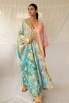 Shop_Priyanka Raajiv_Aqua Silk, Brocade, Satin, Cotton, Chanderi, Tissue Leelaa Upcycled Dupatta _at_Aza_Fashions