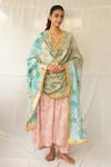 Buy_Priyanka Raajiv_Aqua Silk, Brocade, Satin, Cotton, Chanderi, Tissue Leelaa Upcycled Dupatta _at_Aza_Fashions