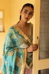 Shop_Priyanka Raajiv_Aqua Silk, Brocade, Satin, Cotton, Chanderi, Tissue Leelaa Upcycled Dupatta _Online_at_Aza_Fashions