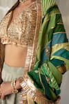 Shop_Priyanka Raajiv_Green Silk, Brocade, Satin, Cotton, Tissue Patchwork, Nabhya Upcycled Dupatta _Online_at_Aza_Fashions
