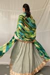 Shop_Priyanka Raajiv_Green Silk, Brocade, Satin, Cotton, Tissue Patchwork, Nabhya Upcycled Dupatta _at_Aza_Fashions