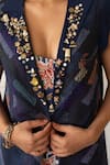 Buy_Priyanka Raajiv_Blue Silk, Brocade Patchwork, Embroidery, Tassels, Stones Neer Upcycled Jacket _Online_at_Aza_Fashions