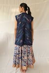 Shop_Priyanka Raajiv_Blue Silk, Brocade Patchwork, Embroidery, Tassels, Stones Neer Upcycled Jacket _at_Aza_Fashions