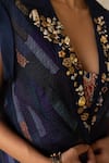 Priyanka Raajiv_Blue Silk, Brocade Patchwork, Embroidery, Tassels, Stones Neer Upcycled Jacket _at_Aza_Fashions