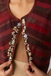 Shop_Priyanka Raajiv_Maroon Silk, Brocade, Tissue Beads, Embroidery, Sarva Upcycled Jacket _Online_at_Aza_Fashions